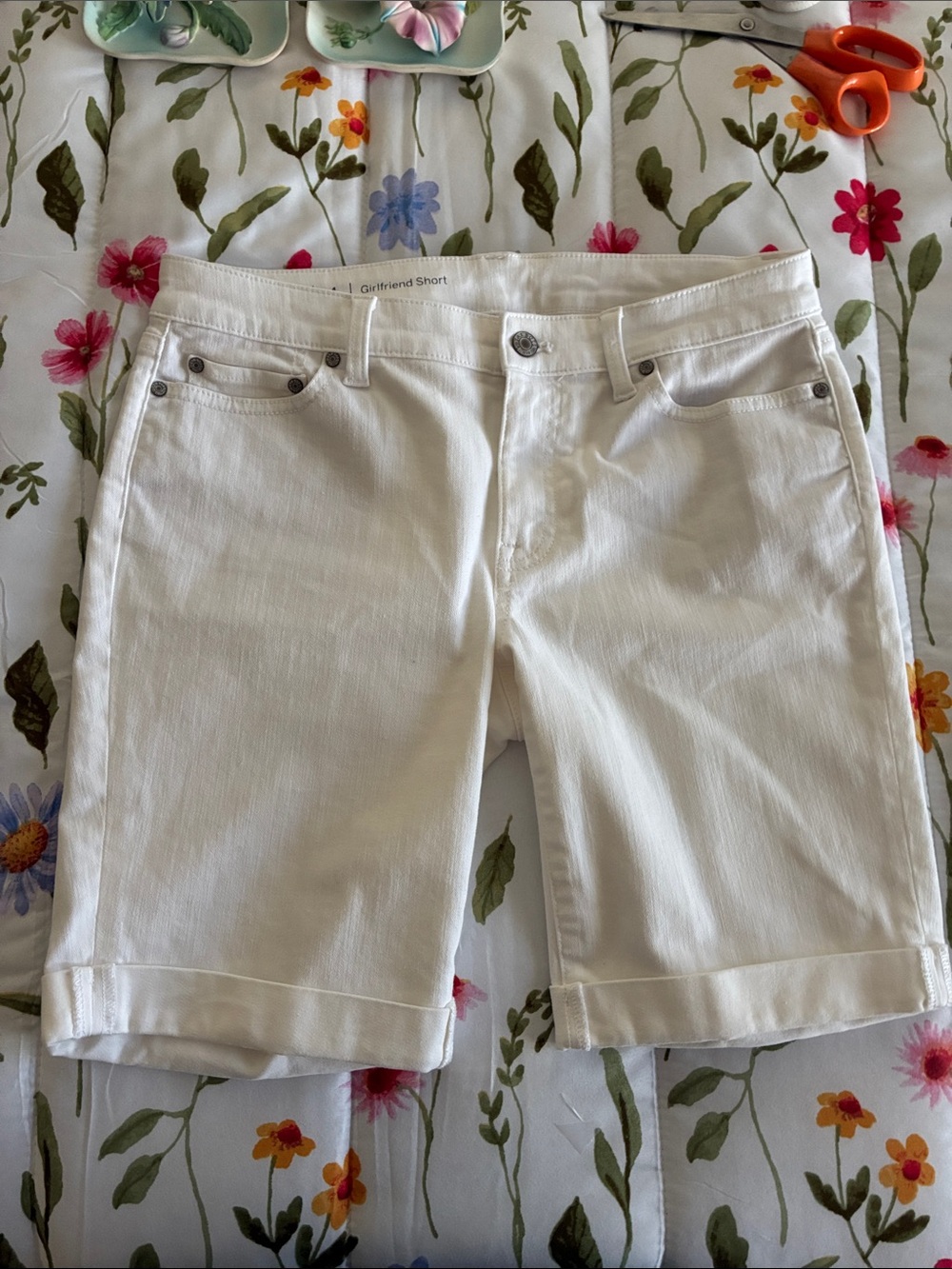 Talbots White Denim Girlfriend Shorts EUC